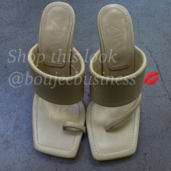 ZARA Leather Sandals with Front Strap and Toe Loop US Size 7.5 - Picture 2 of 12